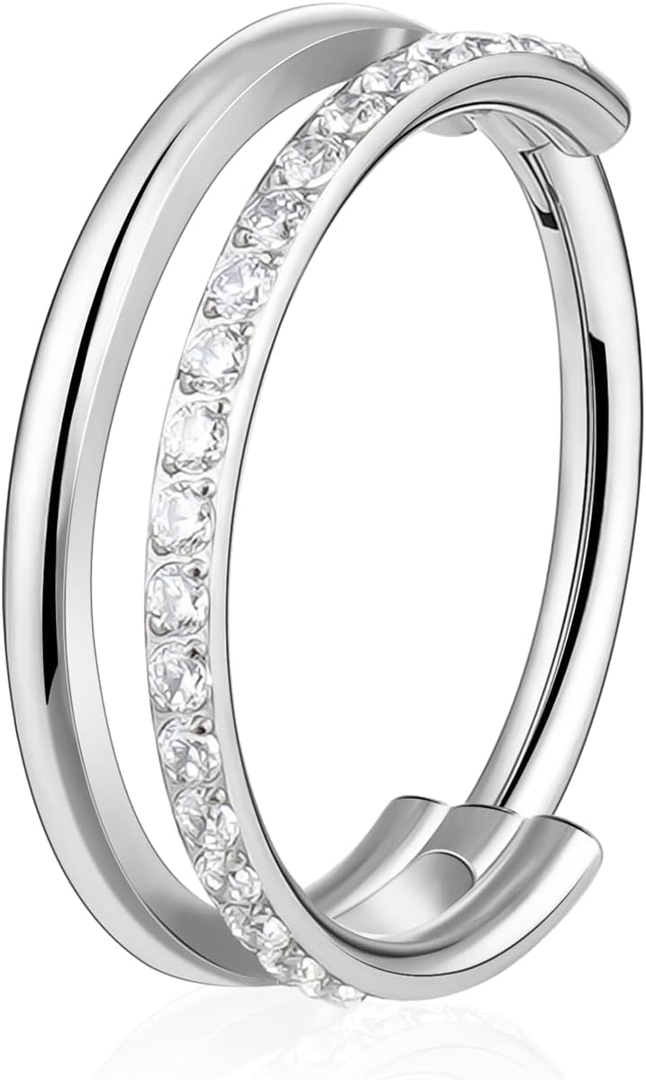 TOMIDES 16G Titanium Cartilage Earring Hoop for Conch Helix Tragus 8mm 10mm 12mm Hypoallergenic Hinged Clicker Nose Rings Septum Piercing Jewelry for Women Men - Image 1